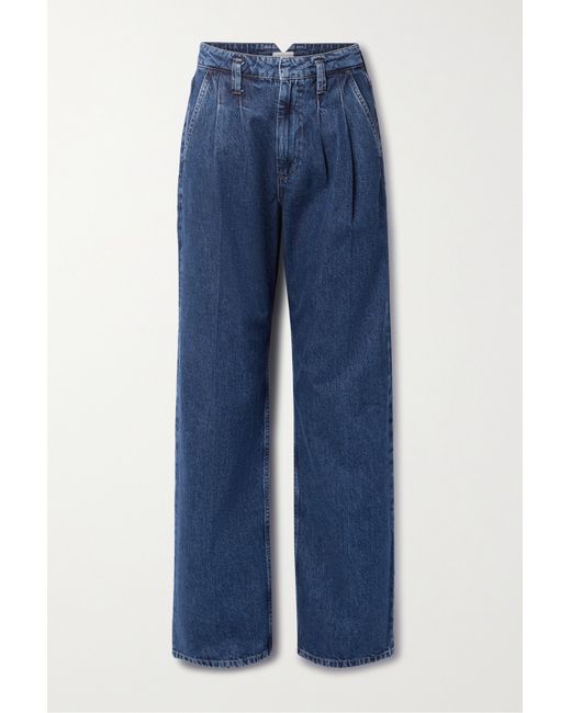 Anine Bing Carrie Pleated High-rise Straight-leg Jeans