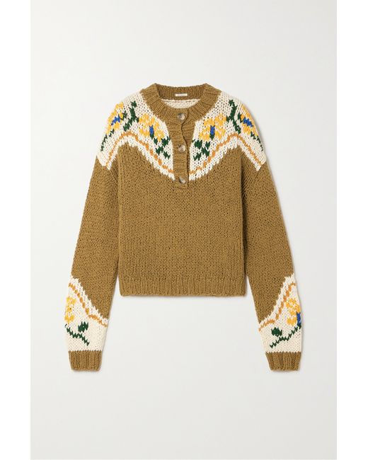 Mother The Henley Jacquard-knit Cotton Sweater