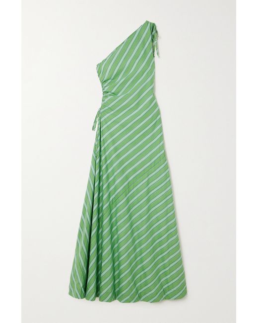 Faithful the Brand Net Sustain Laureles One-shoulder Striped Organic Cotton-poplin Maxi Dress