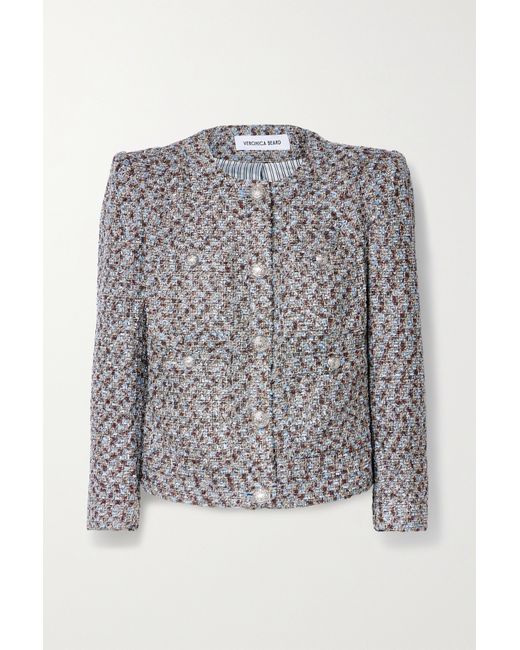 Veronica Beard Ferazia Metallic Button-embellished Tweed Jacket