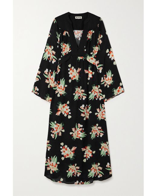 rixo Anela Floral-print Crepe Midi Dress