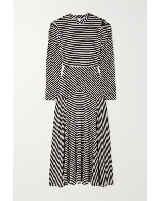 rixo Cerise Striped Stretch-jersey Midi Dress