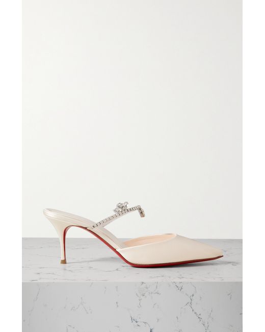 Christian Louboutin Planet Queen 70 Crystal-embellished Satin Mules