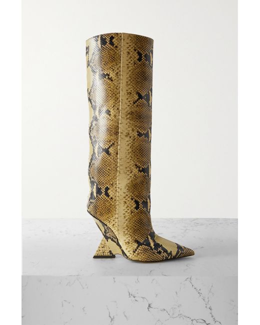 Attico Cheope Snake-effect Leather Knee Boots Snake print