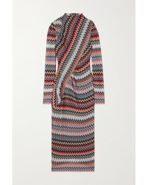 Missoni Asymmetric Striped Cotton-blend Crochet-knit Midi Dress