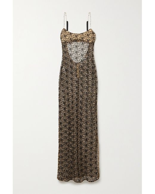 Attico Chain-embellished Embroidered Tulle Maxi Dress