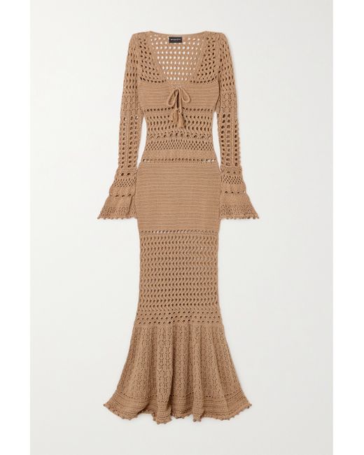 Retrofête Sereno Crocheted Cotton-blend Maxi Dress Bronze