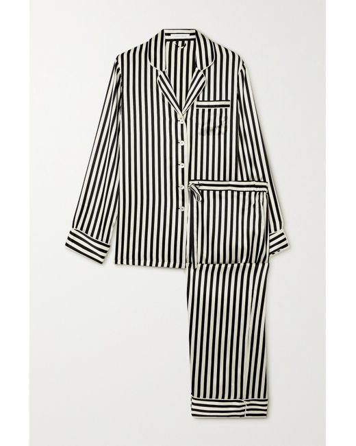 Olivia Von Halle Lila Striped Silk-satin Pajama Set