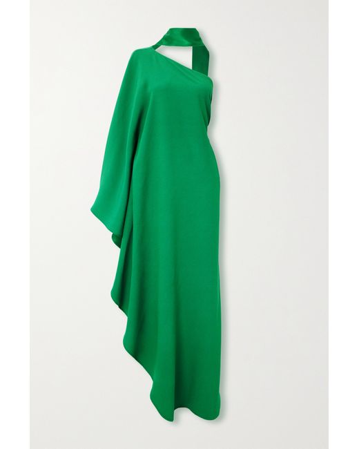 Taller Marmo Bolkan Scarf-detailed One-shoulder Ruffled Crepe Gown