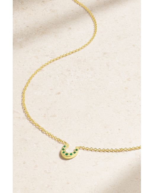 Jennifer Meyer Mini Horseshoe 18-karat Emerald Necklace