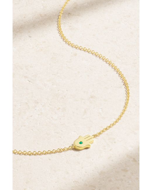 Jennifer Meyer Mini Hamsa 18-karat Emerald Necklace