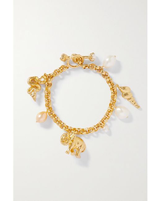 Pacharee Spirit Animal plated Pearl Charm Bracelet