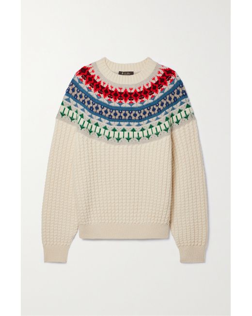 Loro Piana Noel Fair Isle Cable-knit Cashmere Sweater