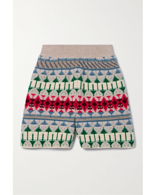 Loro Piana Holiday Noel Jacquard-knit Cashmere Shorts