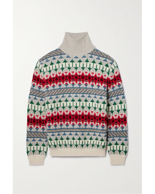 Loro Piana Holiday Noel Cashmere-jacquard Turtleneck Sweater