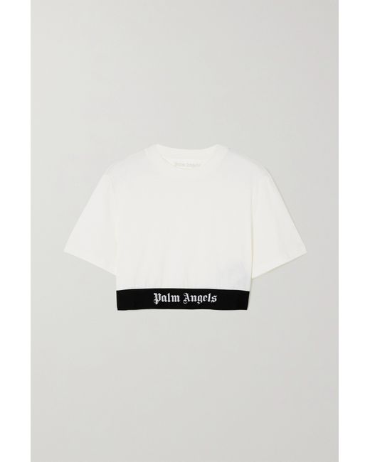 Palm Angels Cropped Logo-print Cotton-jersey T-shirt
