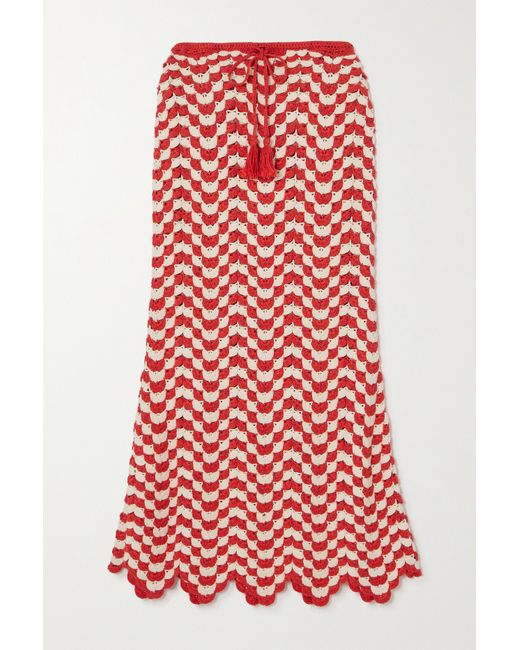 Escvdo Net Sustain Safi Crocheted-cotton Midi Skirt
