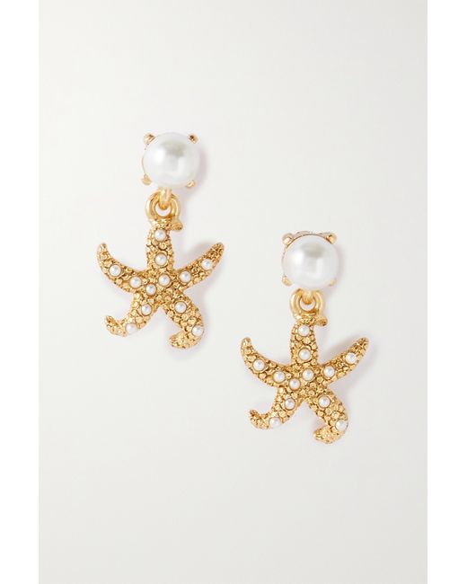 Oscar de la Renta Starfish tone Faux Pearl Earrings