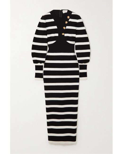 Alexander McQueen Panelled Striped Wool-blend Midi Dress