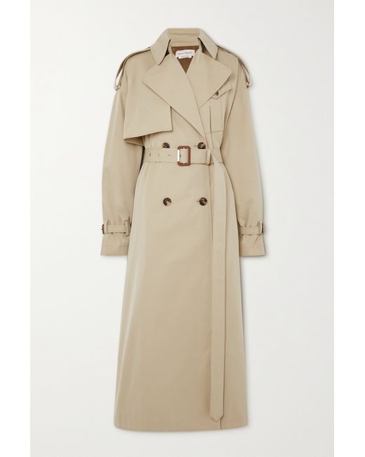 Alexander McQueen Double-breasted Belted Cotton-gabardine Trench Coat