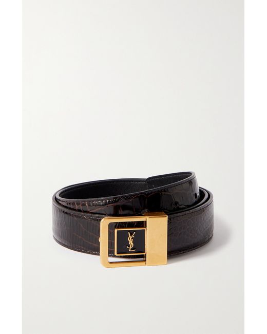 Saint Laurent Croc-effect Leather Belt