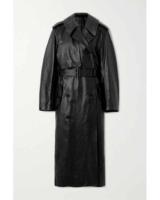 Balenciaga Cocoon Double-breasted Belted Leather Trench