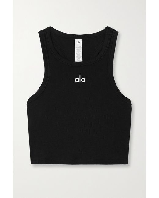 Alo Yoga Aspire Cropped Ribbed Stretch-cotton Jersey Tank