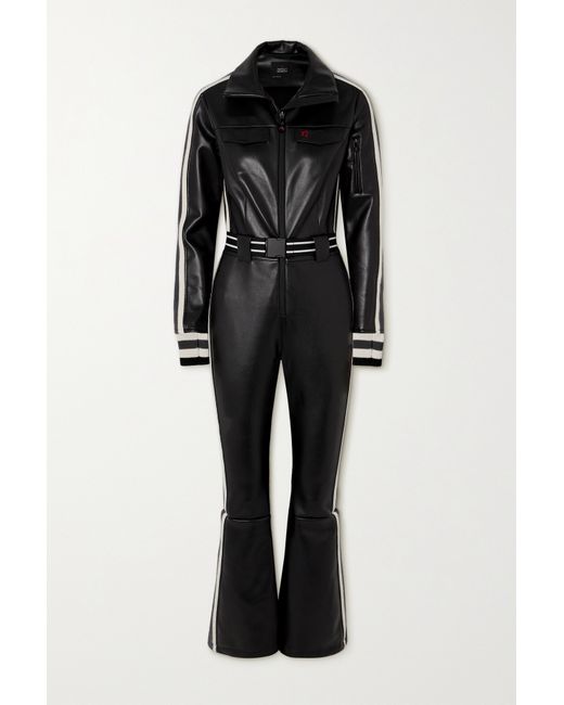 Perfect Moment Crystal Merino Wool-trimmed Faux Leather Ski Suit