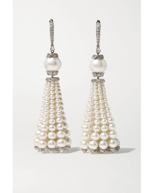 Amrapali London 18-karat White Pearl And Diamond Earrings