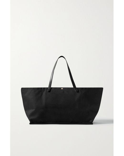 The Row Idaho Xl Leather-trimmed Cotton-twill Tote