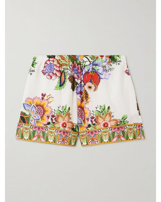 Etro Floral-print Cotton And Silk-blend Shorts