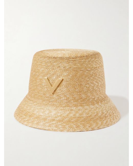 Valentino Garavani Embellished Straw Bucket Hat