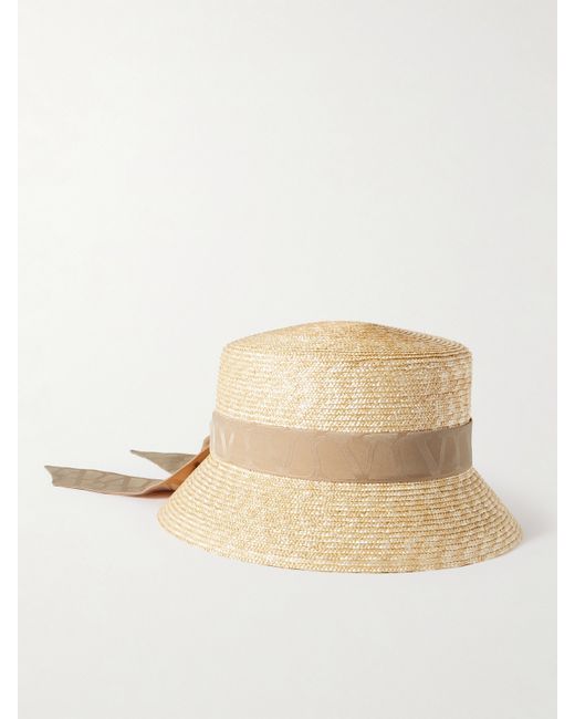 Valentino Garavani Silk Jacquard-trimmed Straw Bucket Hat