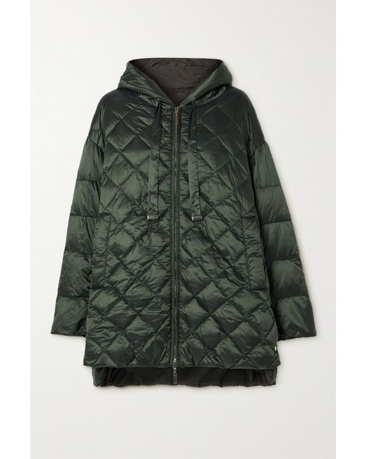 Max Mara The Cube Hooded Quilted Shell Down Jacket Dark
