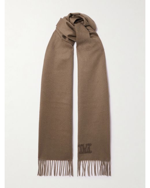 Max Mara Fringed Embroidered Cashmere Scarf