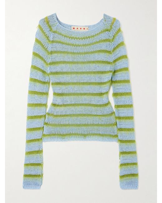 Marni Striped Cotton And Brushed Mohair-blend Sweater