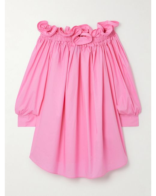 Az Factory Lutz Huelle Theodora Off-the-shoulder Ruffled Cotton-poplin Mini Dress