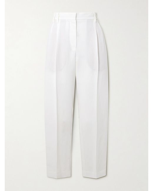 Brunello Cucinelli Pleated High-rise Tapered Woven Pants