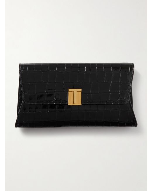 Tom Ford Nobile Croc-effect Patent-leather Clutch