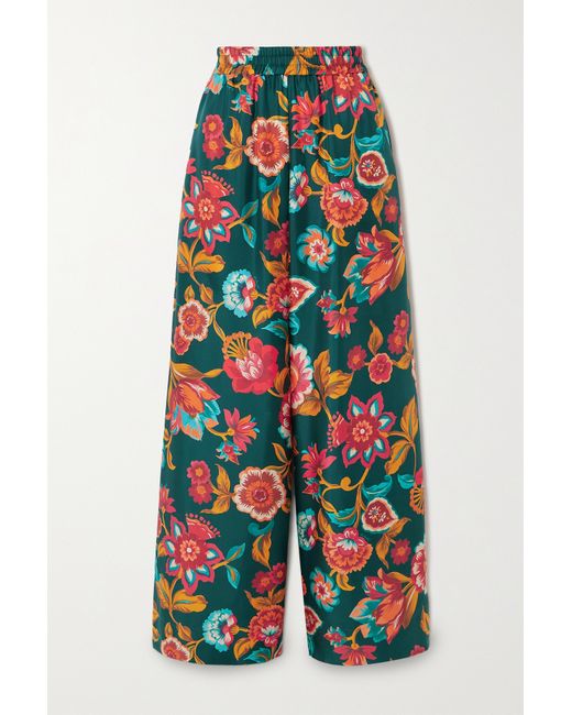 La Double J. Floral-print Silk-twill Wide-leg Pants