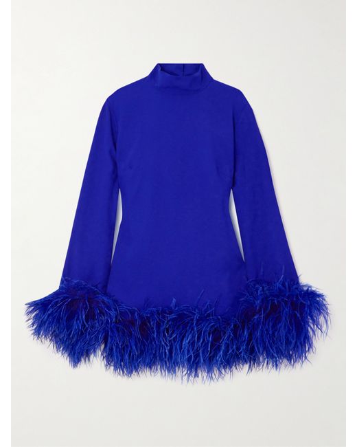 Taller Marmo Gina Feather-trimmed Crepe Mini Dress Royal