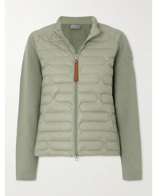 Moncler Quilted Shell And Ribbed Cotton Down Jacket Light