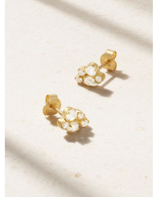Pippa Small Glimmer And Gleam 18-karat Rainbow Moonstone Diamond Earrings
