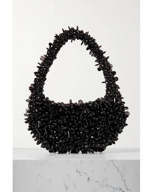 Clio Peppiatt Quartz Bead-embellished Satin Shoulder Bag