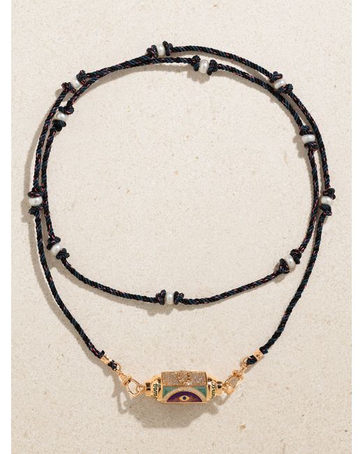 Marie Lichtenberg Lucky 18-karat Rose And Enamel Multi-stone Necklace