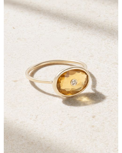 Pascale Monvoisin Orso 9-karat Honey Quartz And Diamond Ring
