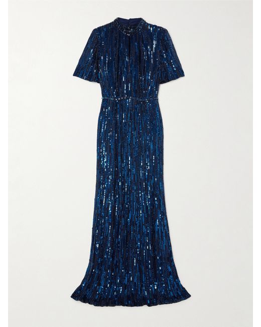 Jenny Packham Viola Bead-embellished Sequined Tulle Gown