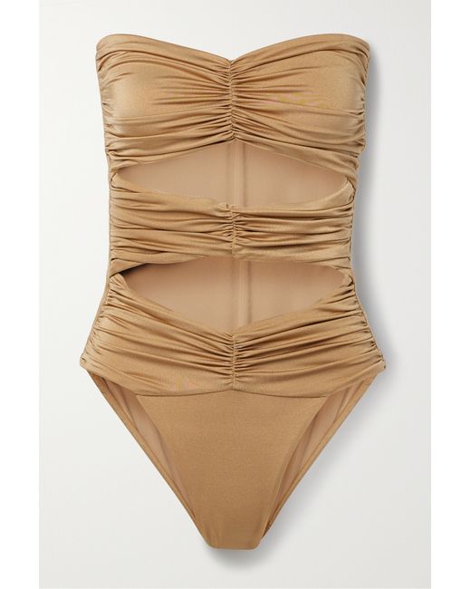 Maygel Coronel Net Sustain Icaco Cutout Ruched Metallic Swimsuit