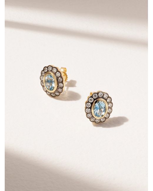 Marlo Laz Lexi 14-karat Yellow Aquamarine And Diamond Earrings