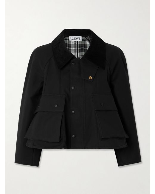 Loewe Cropped Corduroy-trimmed Waxed Cotton-canvas Jacket